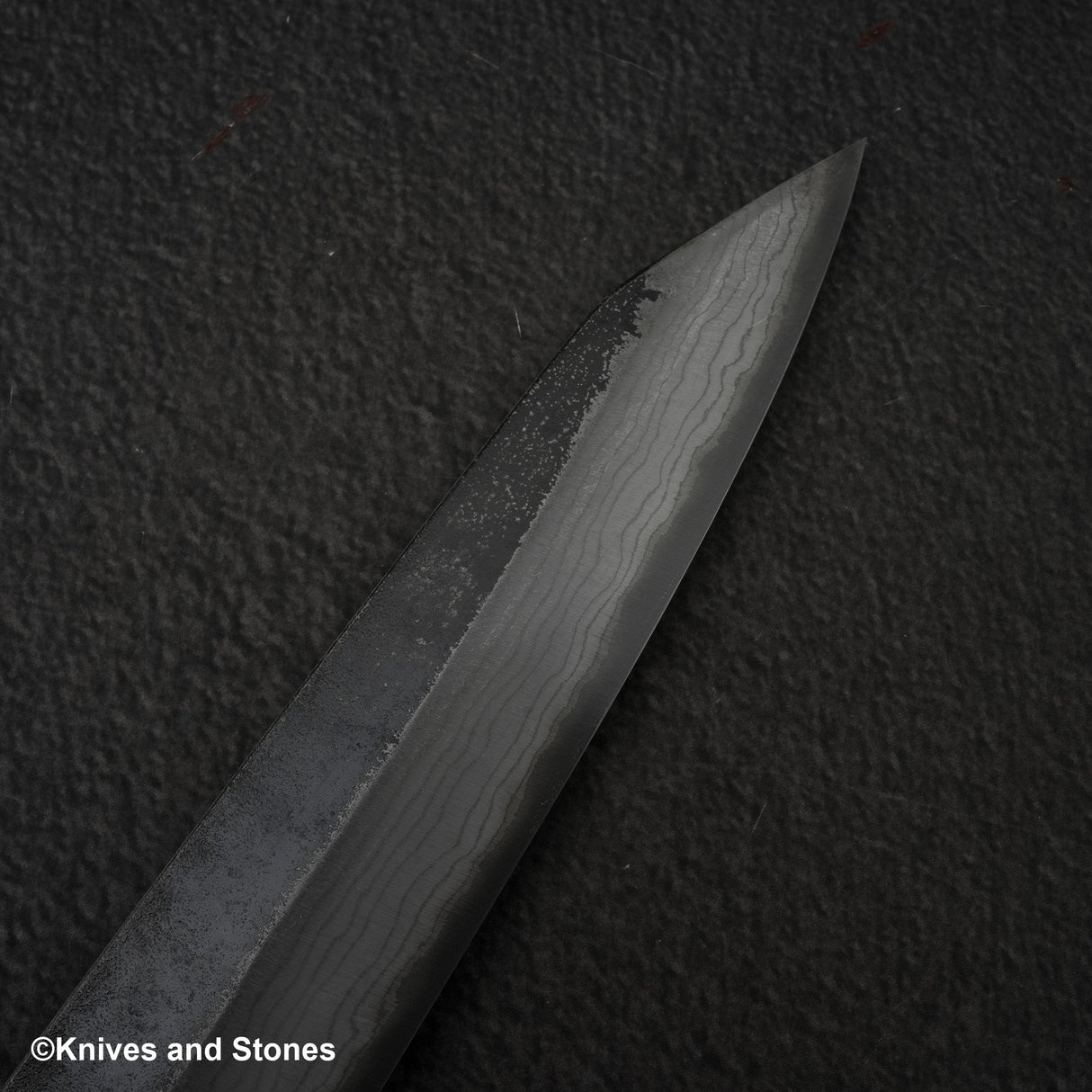 Hatsukokoro Kumokage Blue 2 Kurouchi Damascus K-tip Sujihiki 270mm Black Chacate Handle