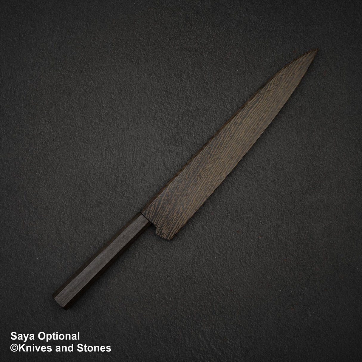 Hatsukokoro Kumokage Blue 2 Kurouchi Damascus K-tip Sujihiki 270mm Black Chacate Handle