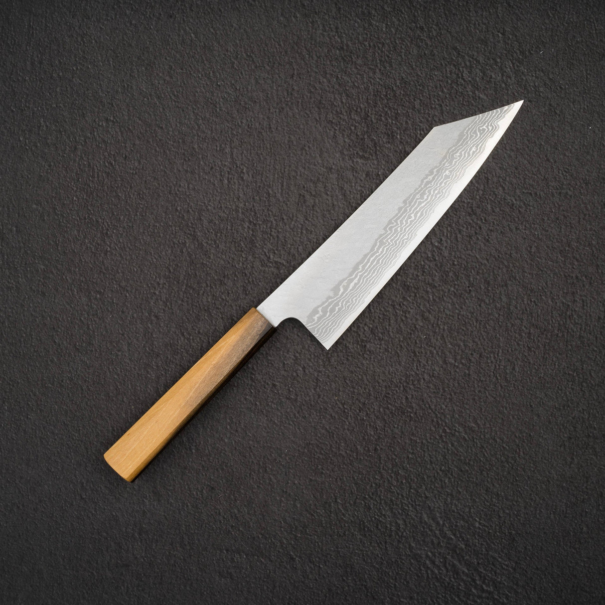 Nigara VG10 Damascus Tsuchime K-tip Gyuto 210mm Black Chacate Handle