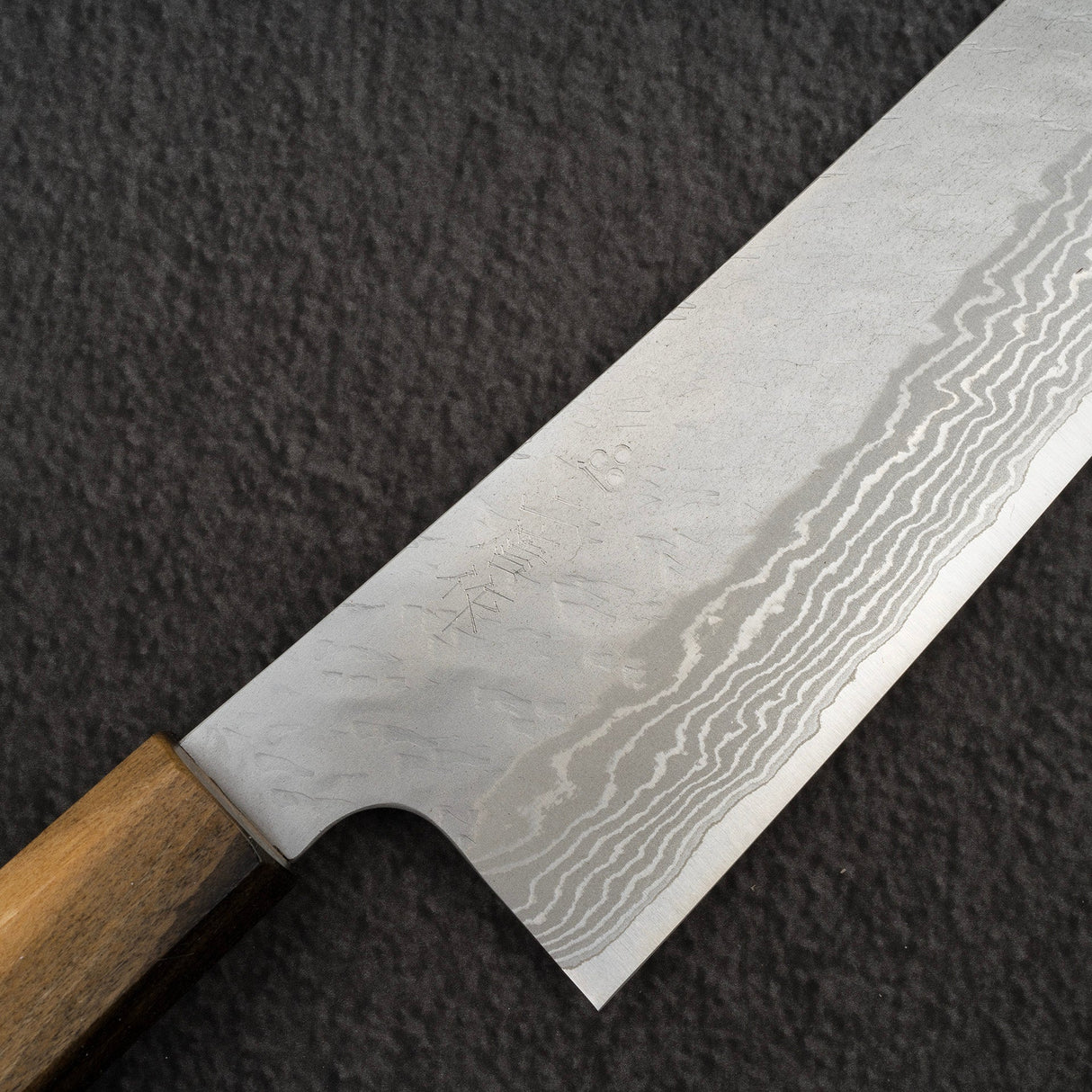 Nigara VG10 Damascus Tsuchime K-tip Gyuto 210mm Black Chacate Handle