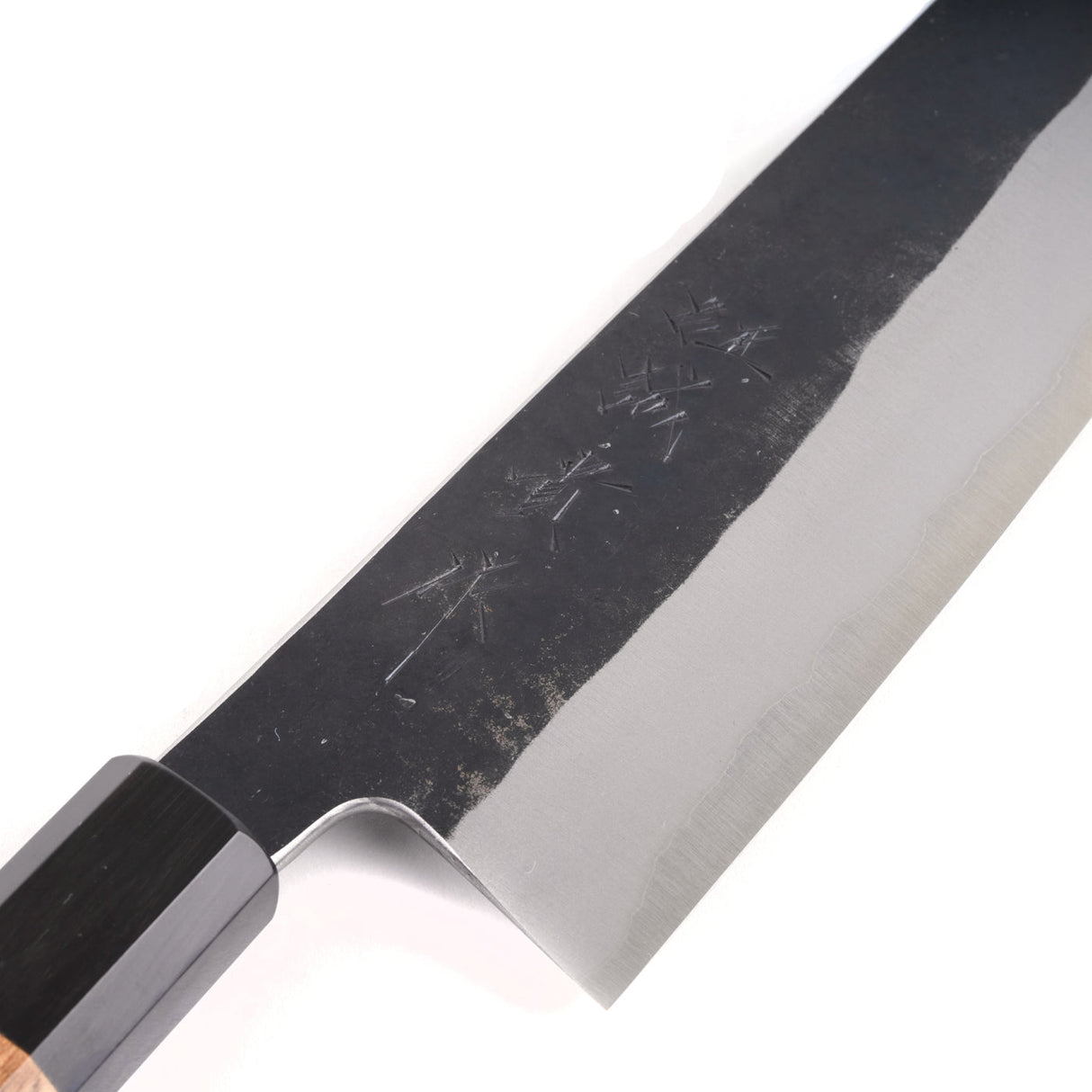 Tanaka Blue 2 Stainless Cladding Kurouchi Finish Gyuto 240mm with K&S Teak handle