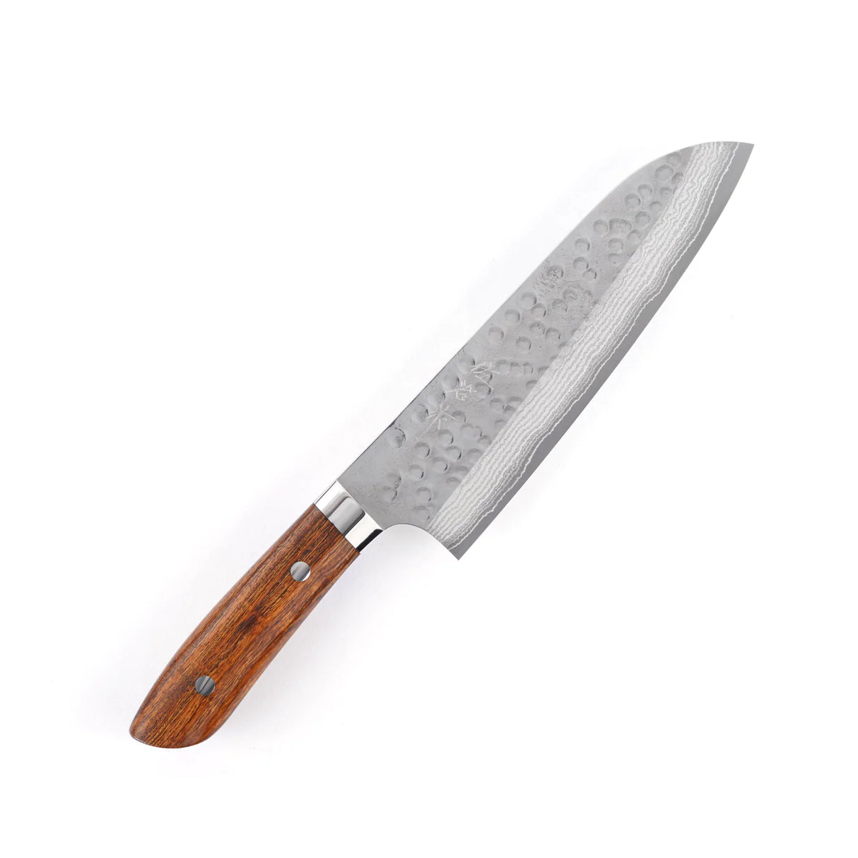 Takeshi Saji SRS-13 Hammered Damascus Santoku 180mm Ironwood Handle