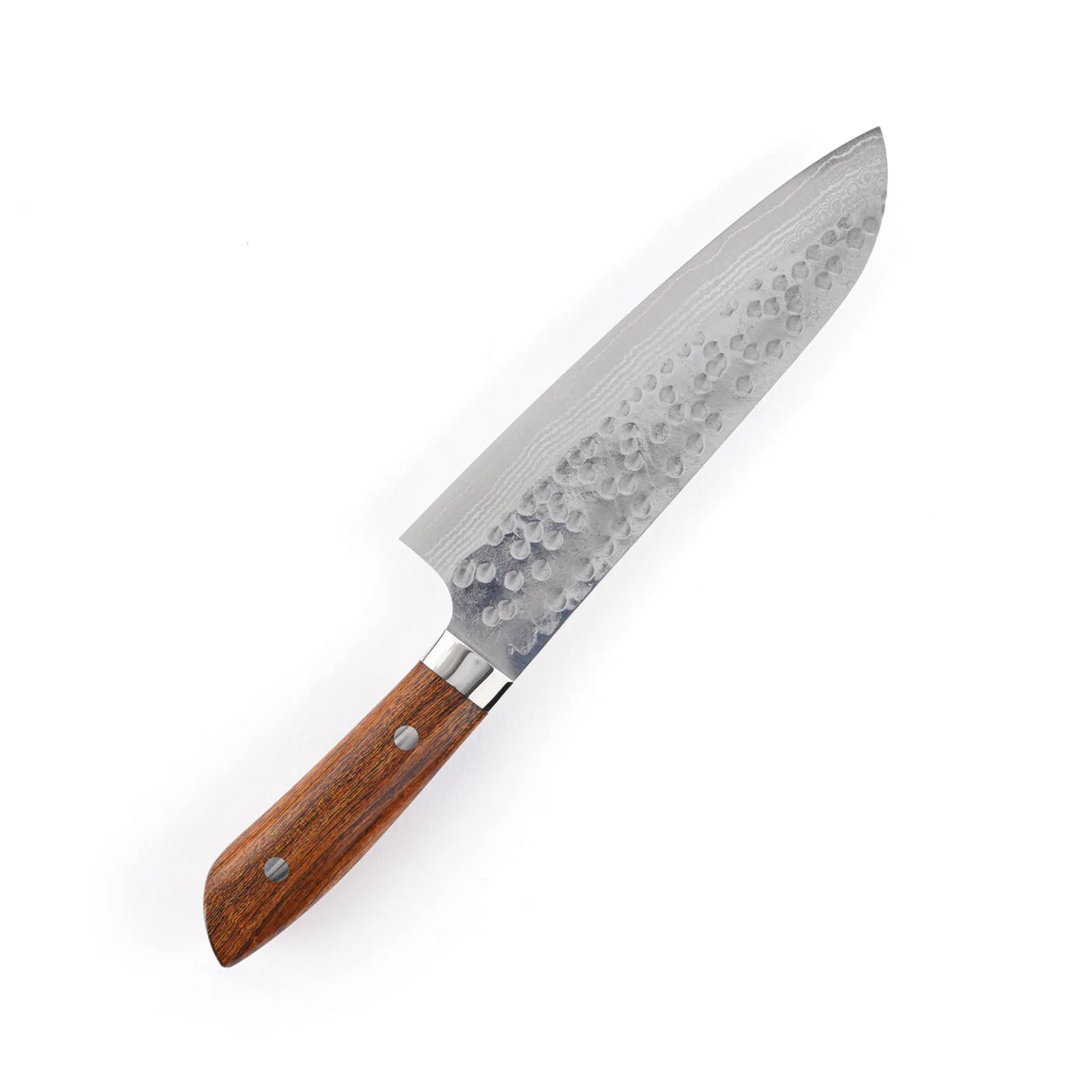 Takeshi Saji SRS-13 Hammered Damascus Santoku 180mm Ironwood Handle