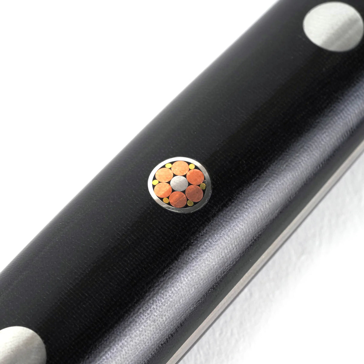 Takeshi Saji Rainbow Damascus Blue 2 Petty 135mm with Black Micarta Handle