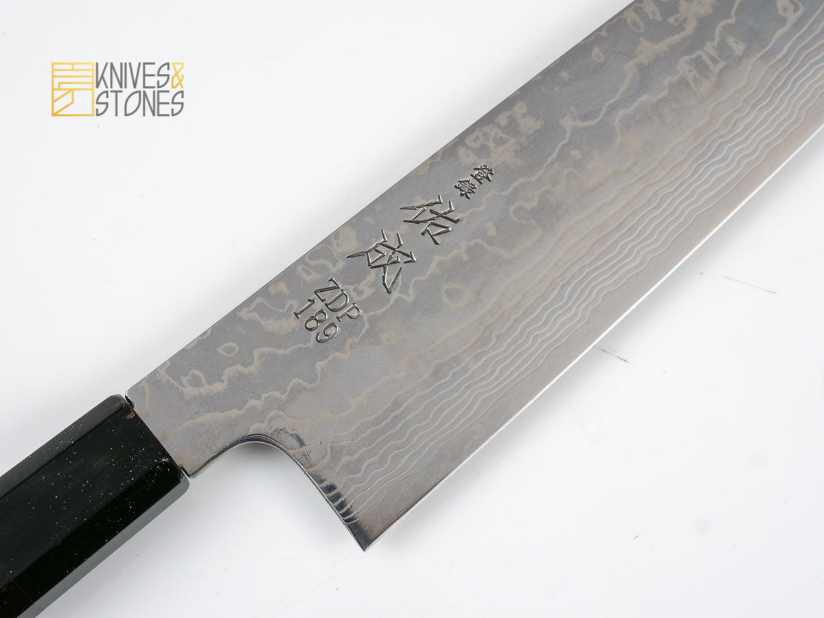 Sukenari ZDP189 Damascus Gyuto 240 mm with K&S Ebony handle and FREE Saya