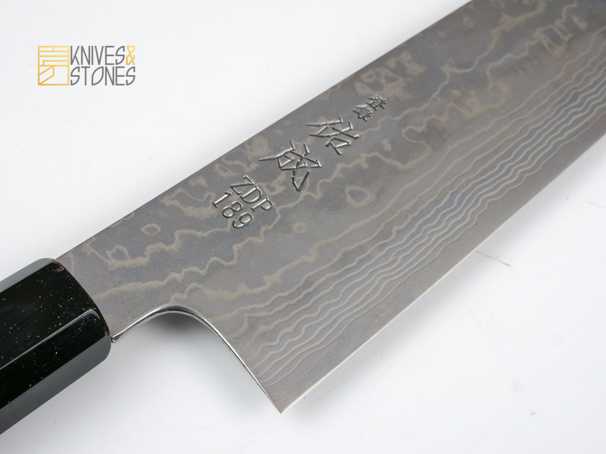 Sukenari ZDP189 Damascus Gyuto 240 mm with K&S Ebony handle and FREE Saya