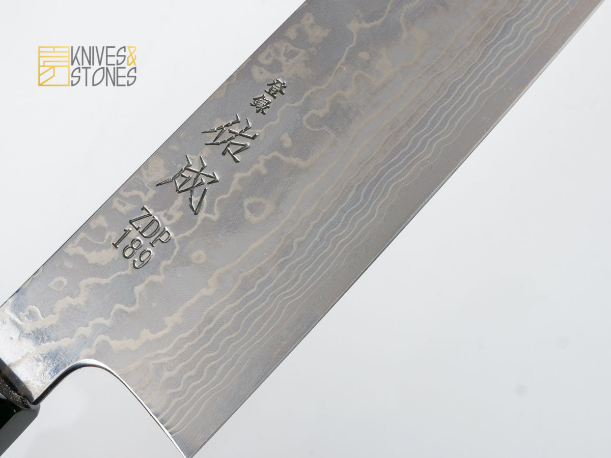 Sukenari ZDP189 Damascus Gyuto 240 mm with K&S Ebony handle and FREE Saya