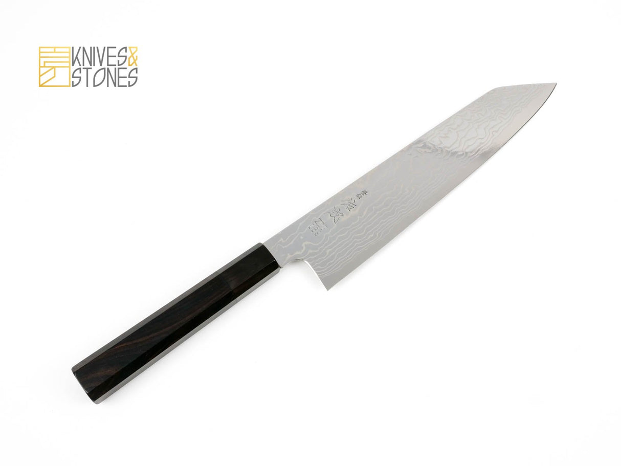 Sukenari ZDP189 K-tip Damascus Gyuto 210 mm with K&S Ebony handle and FREE Saya