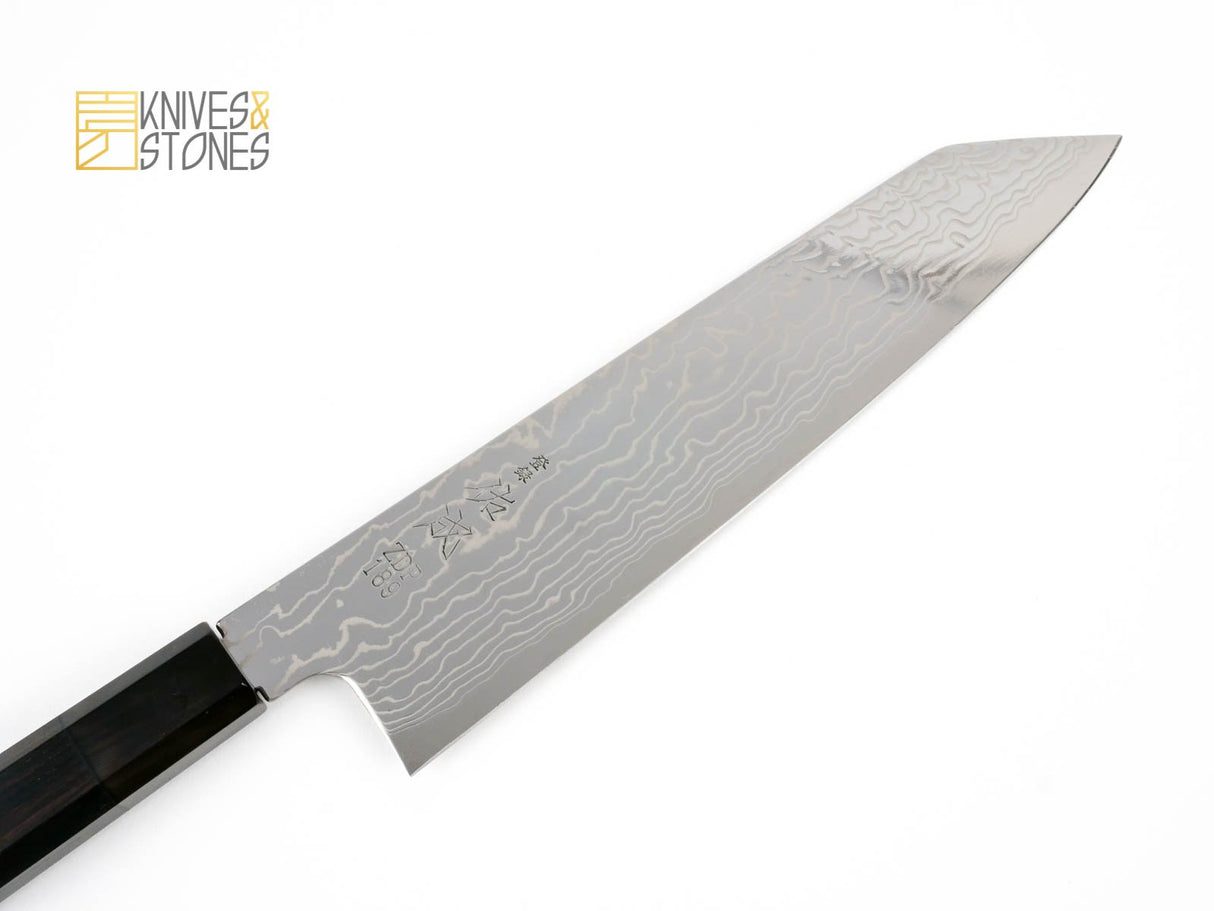 Sukenari ZDP189 K-tip Damascus Gyuto 210 mm with K&S Ebony handle and FREE Saya