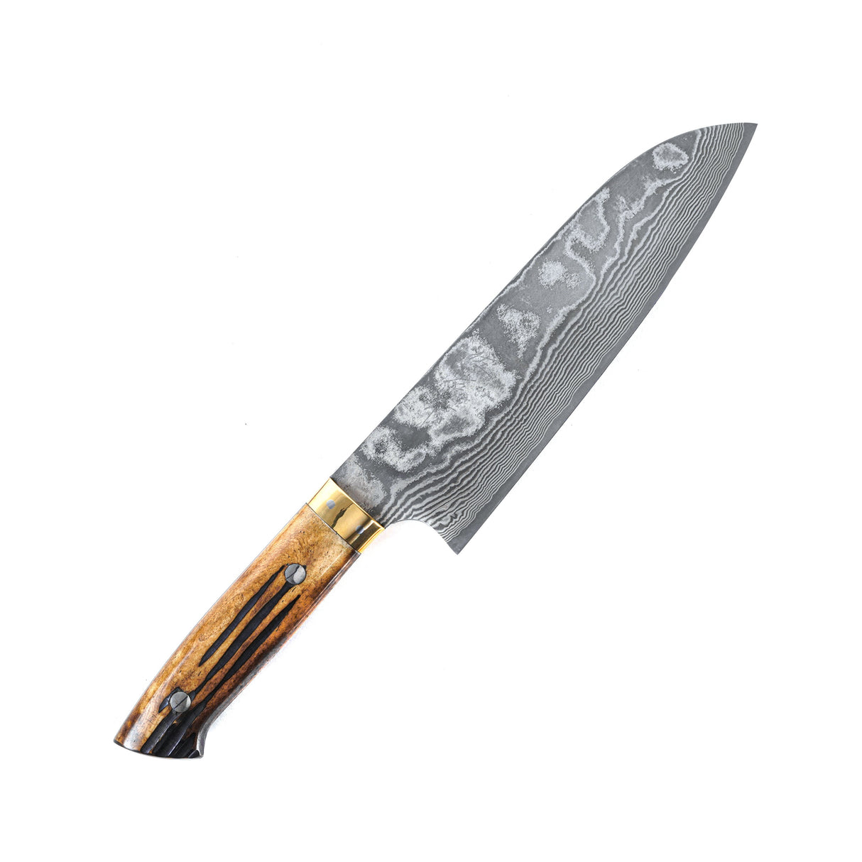 Takeshi Saji VG10 Damascus Santoku 180mm Stag Handle