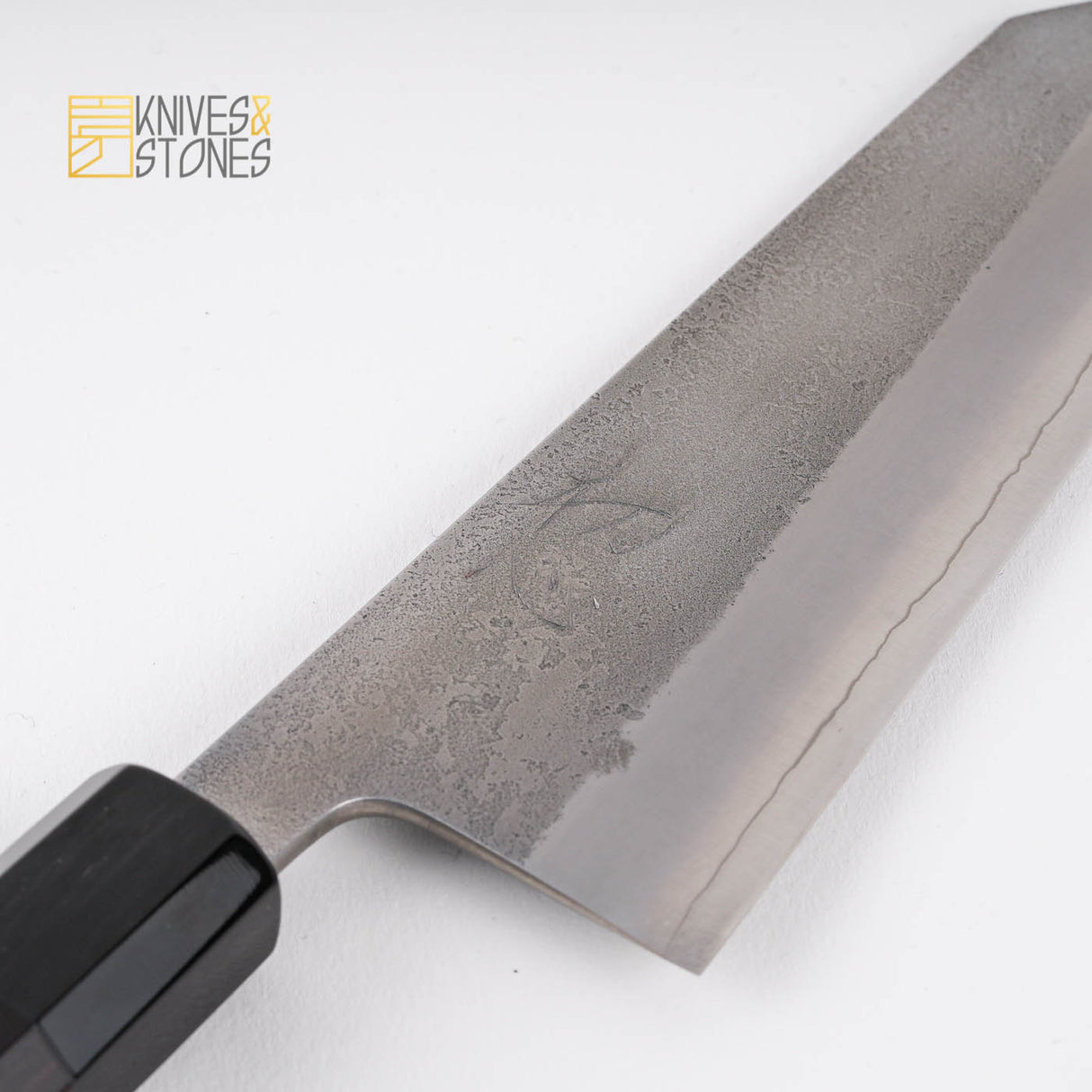 Hatsukokoro White 2 Nashiji Finish Stainless Clad Bunka 165mm, with K&S Ebony Handle,by Yoshikane