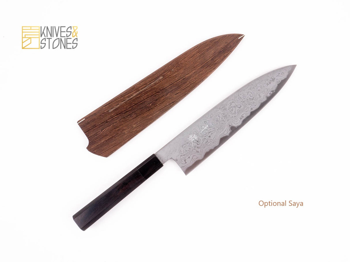 Sentan Blue 1 Damascus Gyuto 210mm with K&S Ebony handle, by Yoshikazu Tanaka