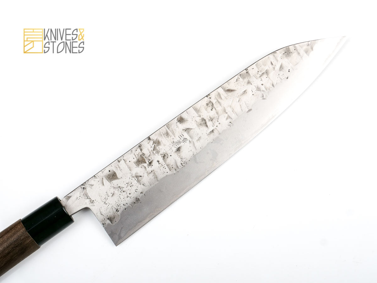 Yoshimune Sanjo White 2 Stainless Clad Gyuto 240 mm Hammered Finish