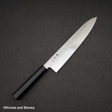 Hatsukokoro Hayabusa VG10 Damascus Tsuchime Gyuto 240mm Ebony Handle