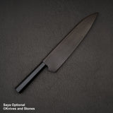 Hatsukokoro Hayabusa VG10 Damascus Tsuchime Gyuto 240mm Ebony Handle