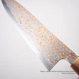 Myojin x Nigara Blue 2 Rainbow Damascus Gyuto 210mm Heart Shaped Handle