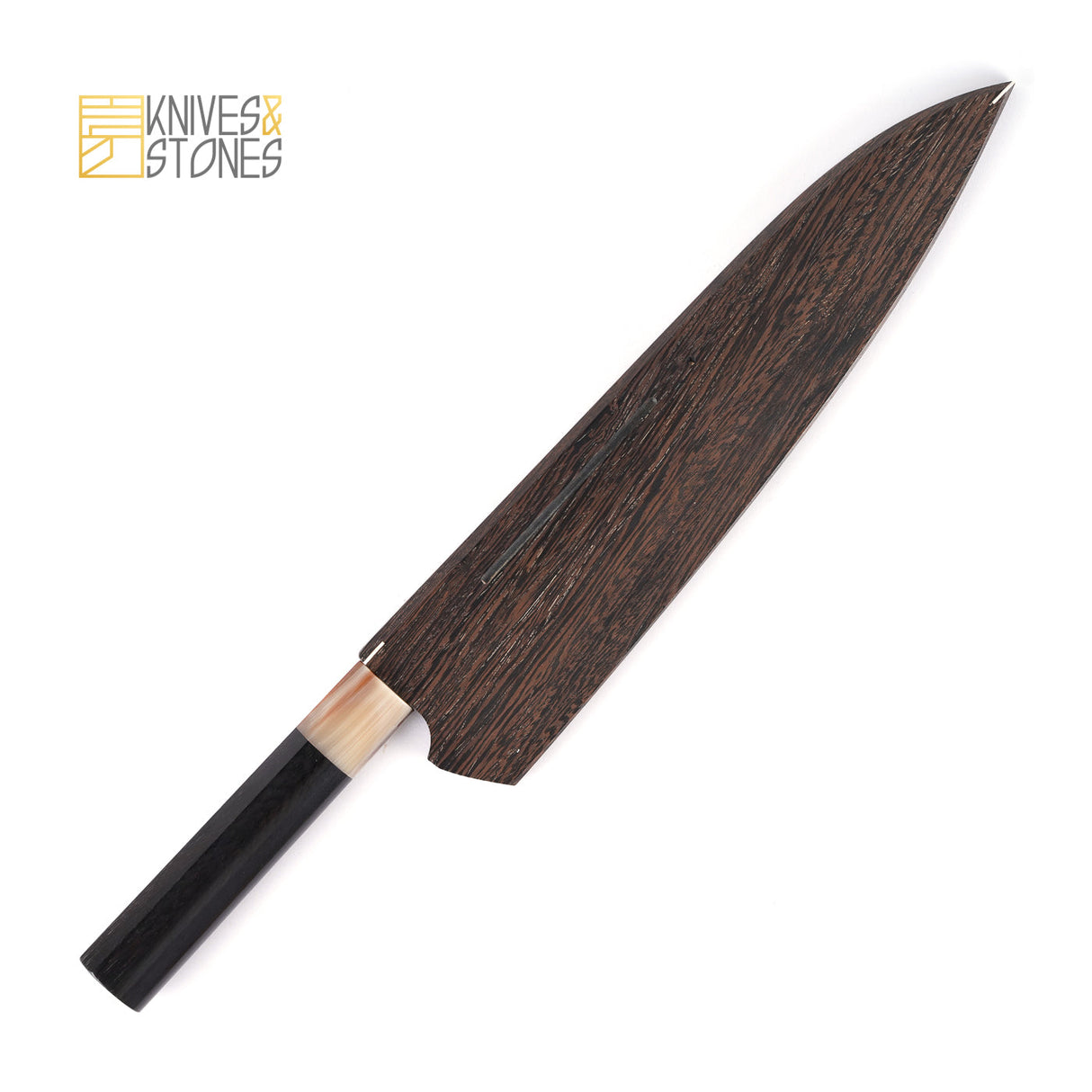 Mazaki Hon-Sanmai White 2 Gyuto 210/ 225/ 240 mm, with K&S Heart-shaped  Ebony Handle and Wenge Wood Saya