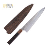 Mazaki Hon-Sanmai White 2 Gyuto 210/ 225/ 240 mm, with K&S Heart-shaped  Ebony Handle and Wenge Wood Saya