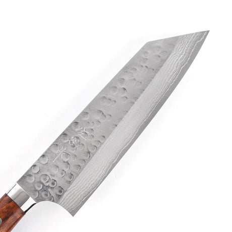 Takeshi Saji SRS13 Hammered Damascus Bunka 180mm with Ironwood Handle