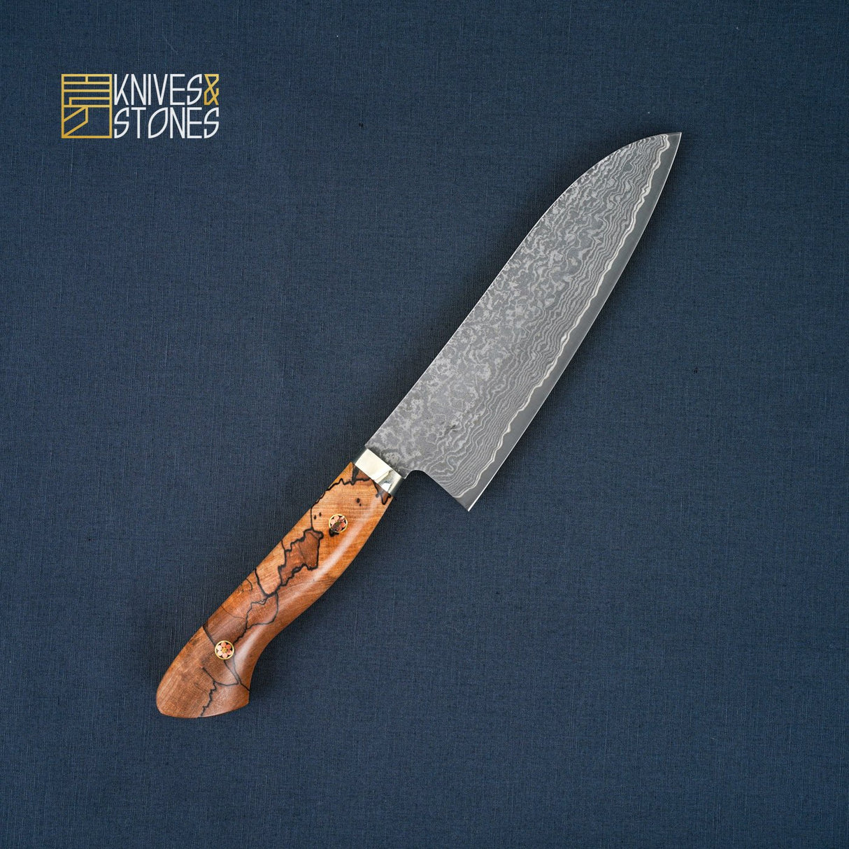 Tanaka SG2/R2 Western Santoku 165mm Spalted Maple with Teak wood saya