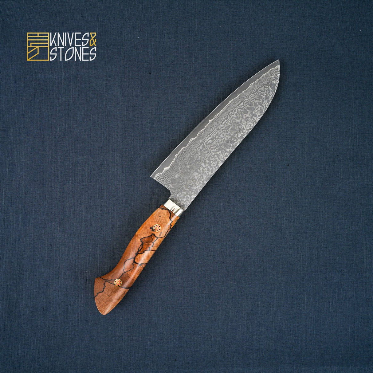 Tanaka SG2/R2 Western Santoku 165mm Spalted Maple with Teak wood saya