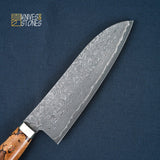 Tanaka SG2/R2 Western Santoku 165mm Spalted Maple with Teak wood saya