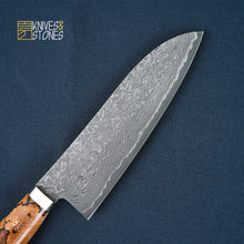 Load image into Gallery viewer, Tanaka SG2/R2 Western Santoku 165mm Spalted Maple with Teak wood saya