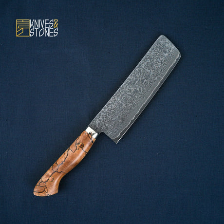 Tanaka SG2/R2 Western Nakiri 165mm Spalted Maple with Teak wood saya