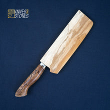 Load image into Gallery viewer, Tanaka SG2/R2 Western Nakiri 165mm Spalted Maple with Teak wood saya