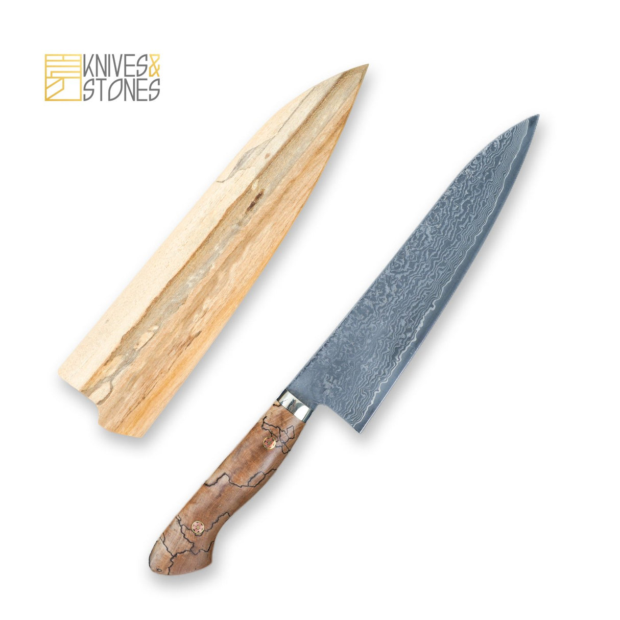 Tanaka SG2/R2 Western Gyuto 210mm Spalted Maple with Teak wood saya