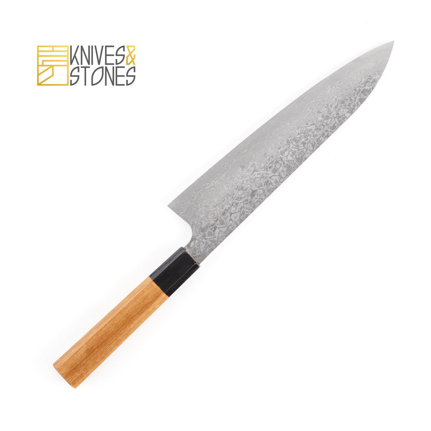 Hatsukokoro Ginsan Damascus Tsuchime Gyuto 210/240mm with Teak