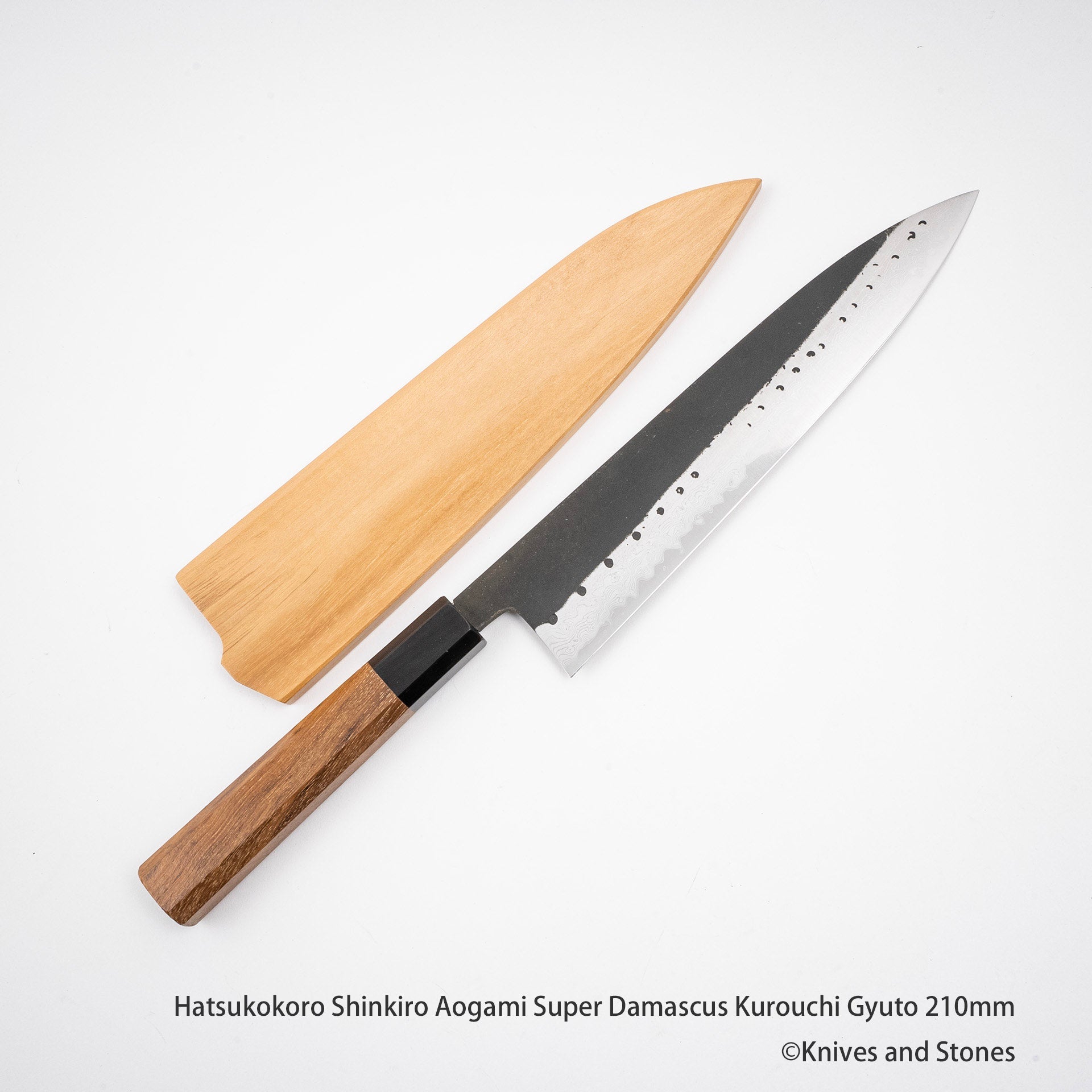 Hatsukokoro Shinkiro Aogami Super Damascus Kurouchi Gyuto