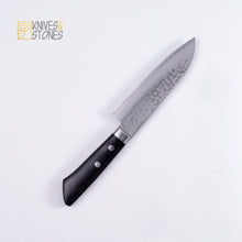 Load image into Gallery viewer, Masutani VG10 Damascus Small Santoku 135mm Western Handle with FREE premium knife guard