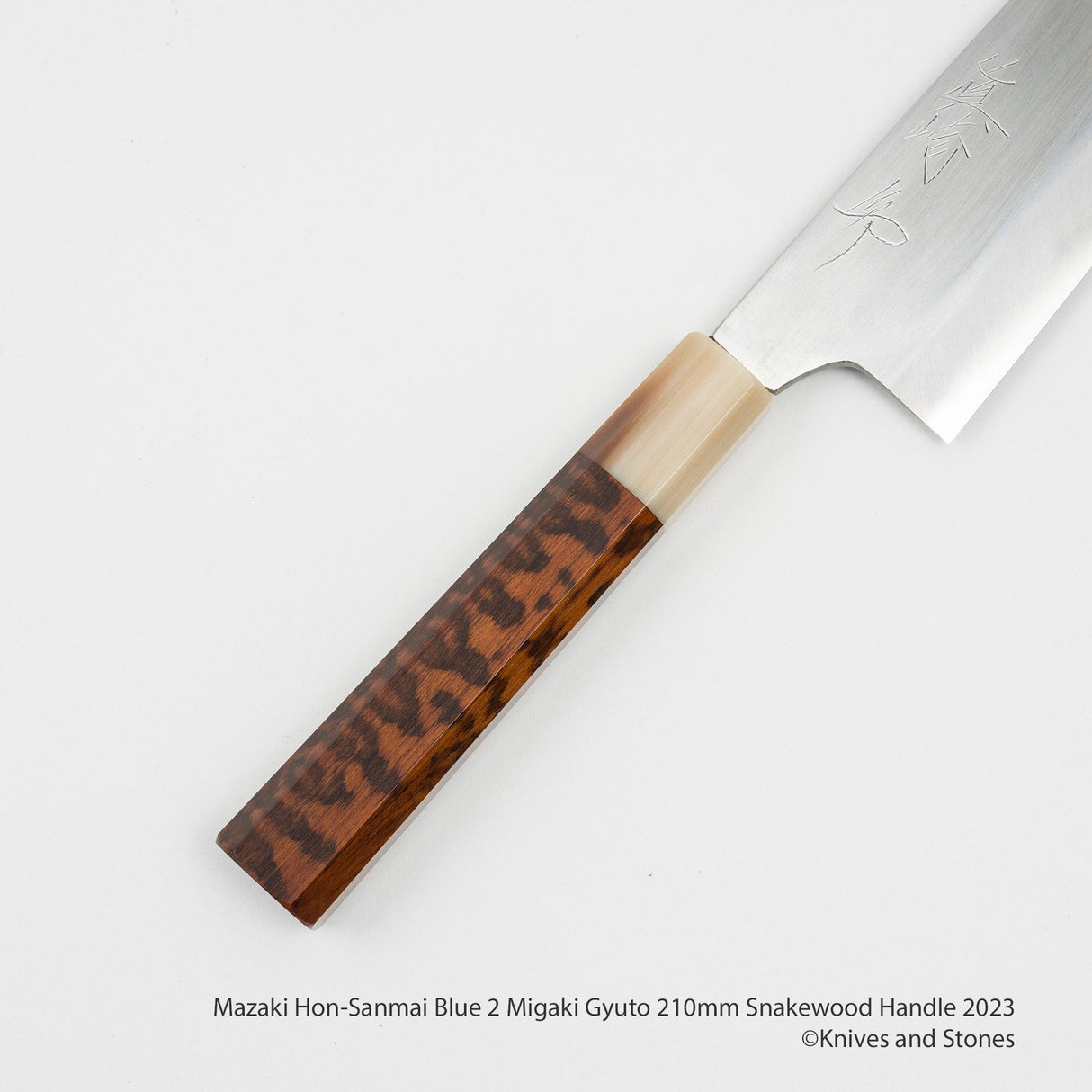 Mazaki Hon-Sanmai Blue 2 Gyuto 210 Snakewood Handle 2023 Version