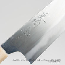 Load image into Gallery viewer, Mazaki Hon-Sanmai Blue 2 Gyuto 210 Snakewood Handle 2023 Version