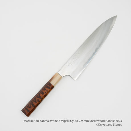 Mazaki Hon-Sanmai White 2 Gyuto 225mm Snakewood Handle 2023