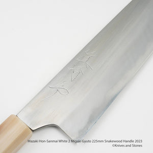 Mazaki Hon-Sanmai White 2 Gyuto 225mm Snakewood Handle 2023 – K&S 