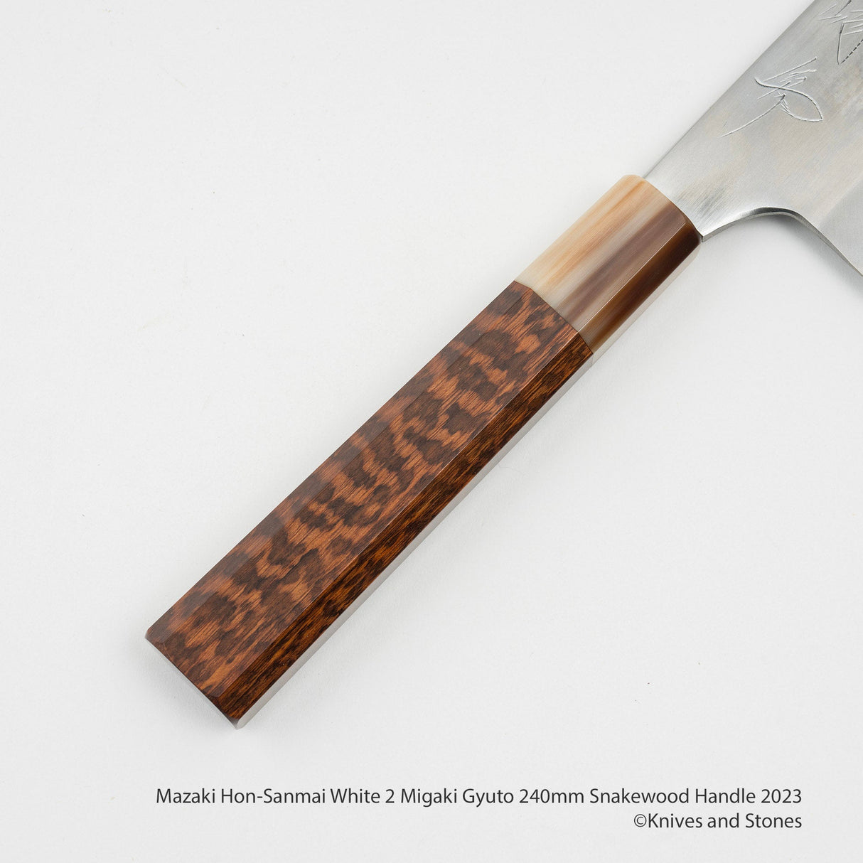 Mazaki Hon-Sanmai White 2 Gyuto 240mm Snakewood Handle 2023 Version