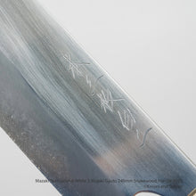 Load image into Gallery viewer, Mazaki Hon-Sanmai White 2 Gyuto 240mm Snakewood Handle 2023 Version