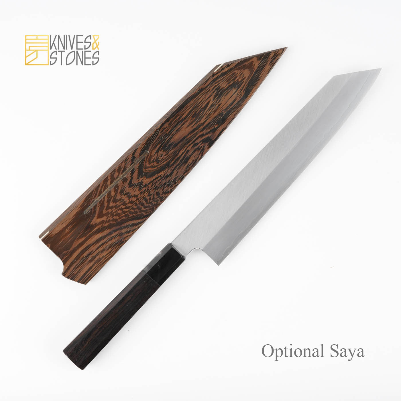 Nakagawa Ginsan Wide-bevel K-tip Gyuto (Kiritsuke) with K&S Ebony