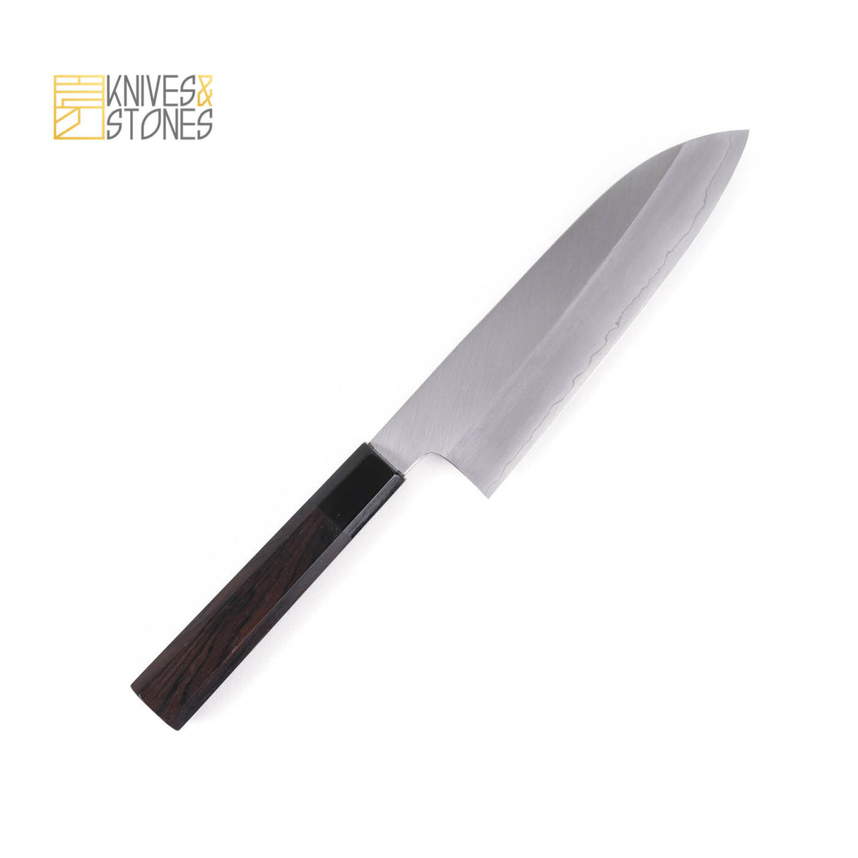 Nakagawa Ginsan Wide-bevel Santoku 170mm with K&S Ebony Handle