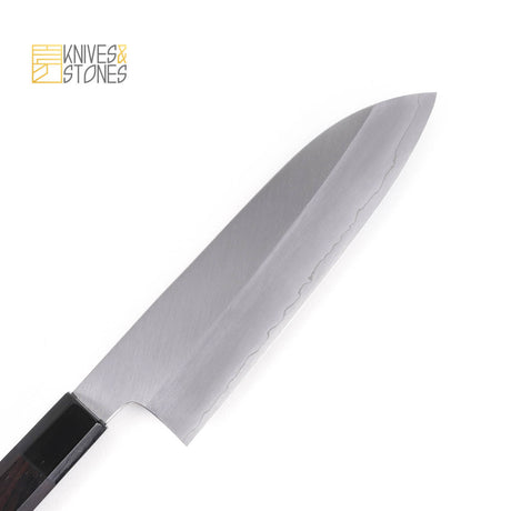 Nakagawa Ginsan Wide-bevel Santoku 170mm with K&S Ebony Handle