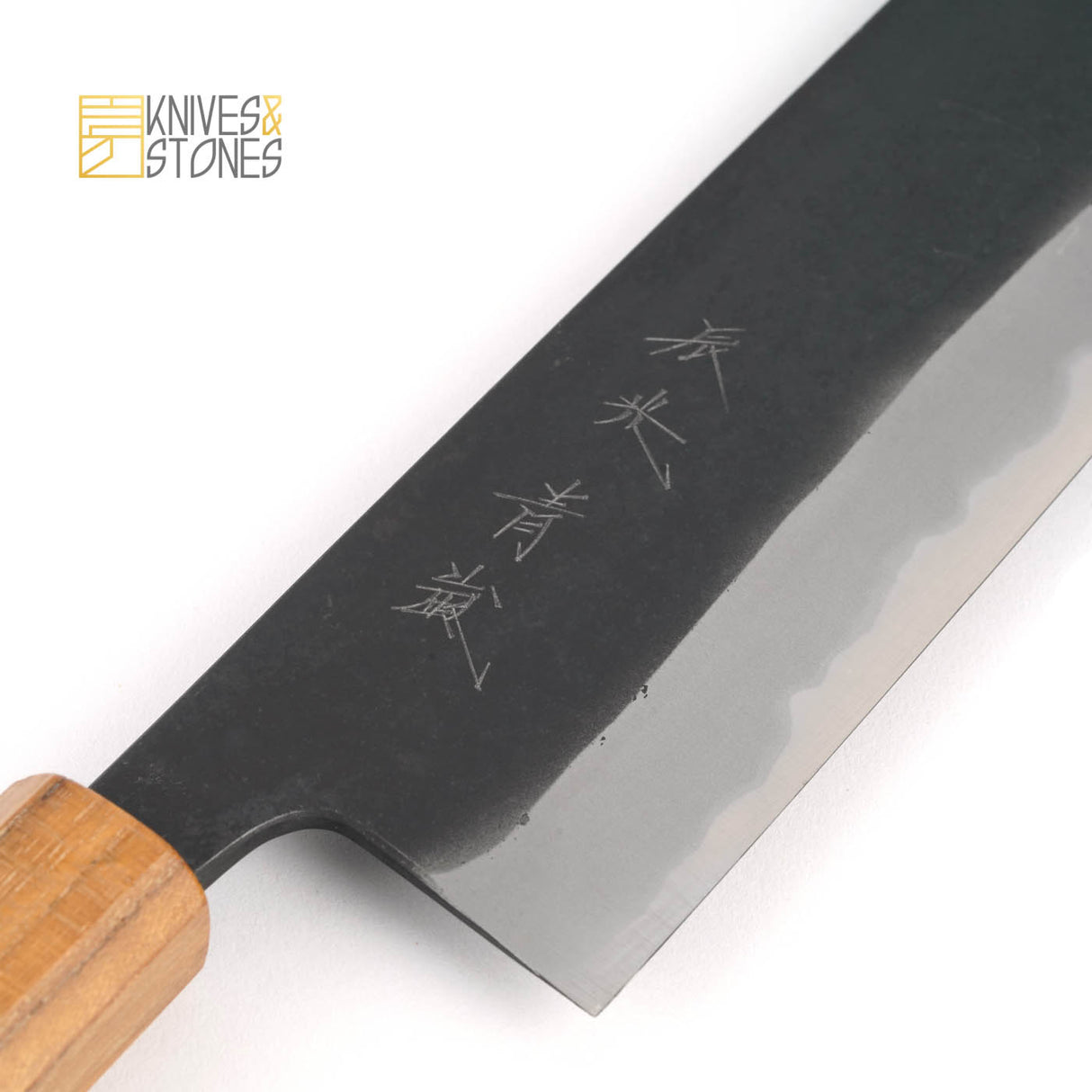 Shinko Seilan Aogami Super Steel Kurochi Finish K-tip Gyuto 210mm with Teakwood Handle