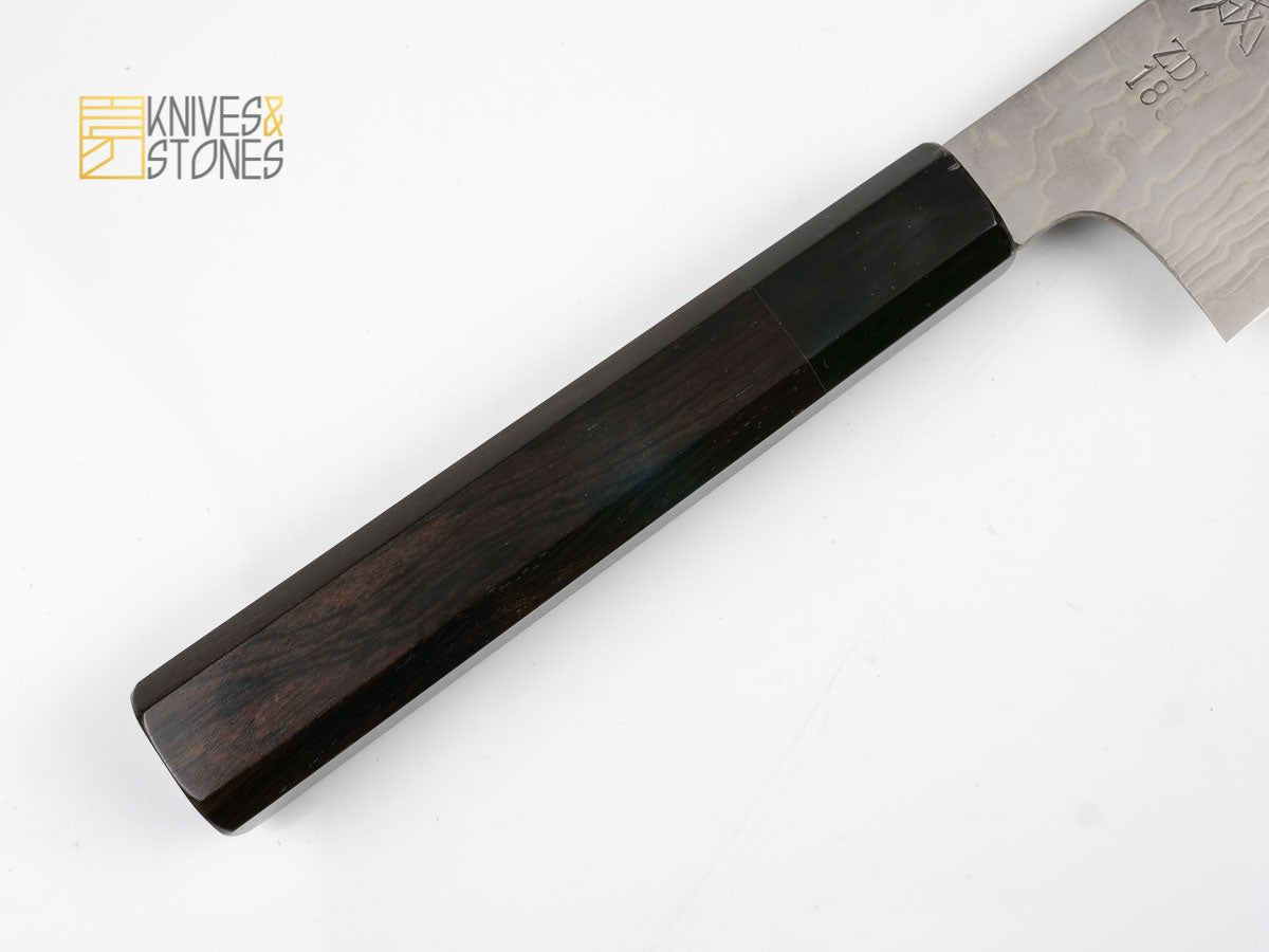 Sukenari ZDP189 Damascus Gyuto 210 mm with K&S Ebony handle and FREE Saya