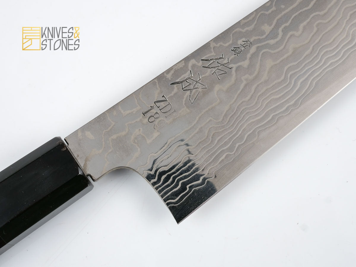 Sukenari ZDP189 Damascus Gyuto 210 mm with K&S Ebony handle and FREE Saya