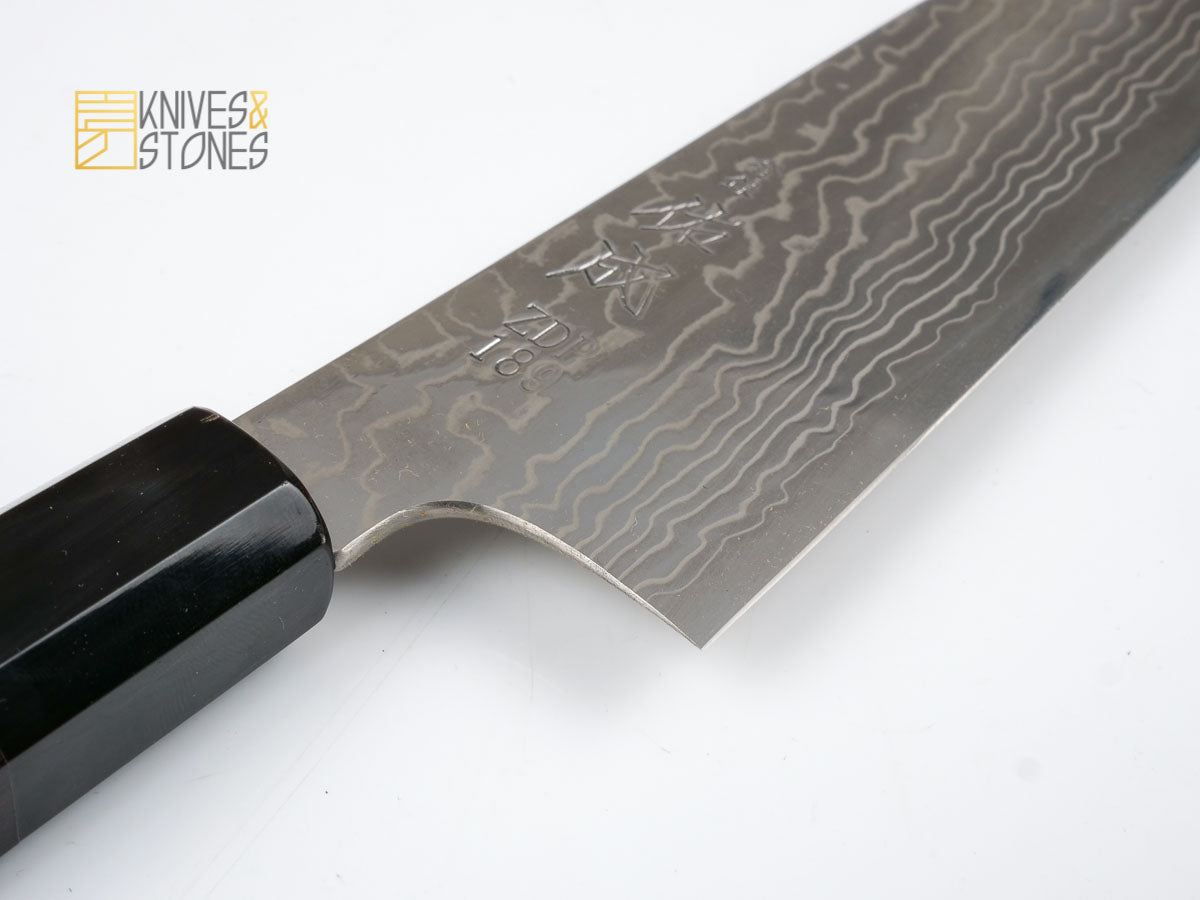 Sukenari ZDP189 Damascus Gyuto 210 mm with K&S Ebony handle and FREE Saya