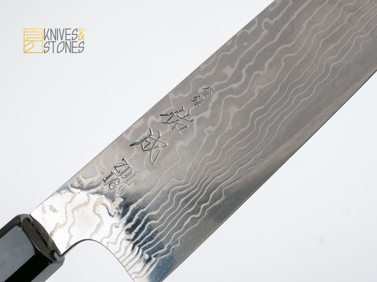 Sukenari ZDP189 Damascus Gyuto 210 mm with K&S Ebony handle and FREE Saya