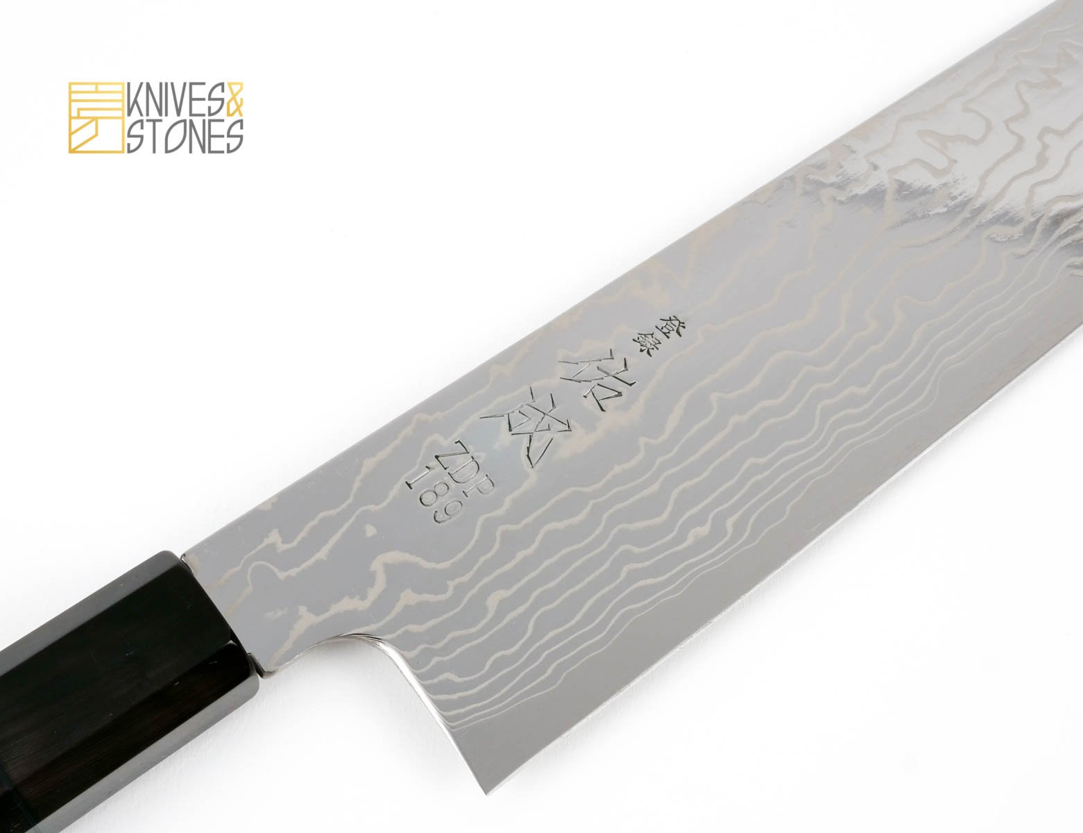 Sukenari ZDP189 K-tip Damascus Gyuto 210 mm with K&S Ebony handle