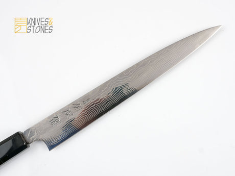 Sukenari ZDP189 Damascus Sujihiki 240 mm with K&S Ebony handle and FREE Saya