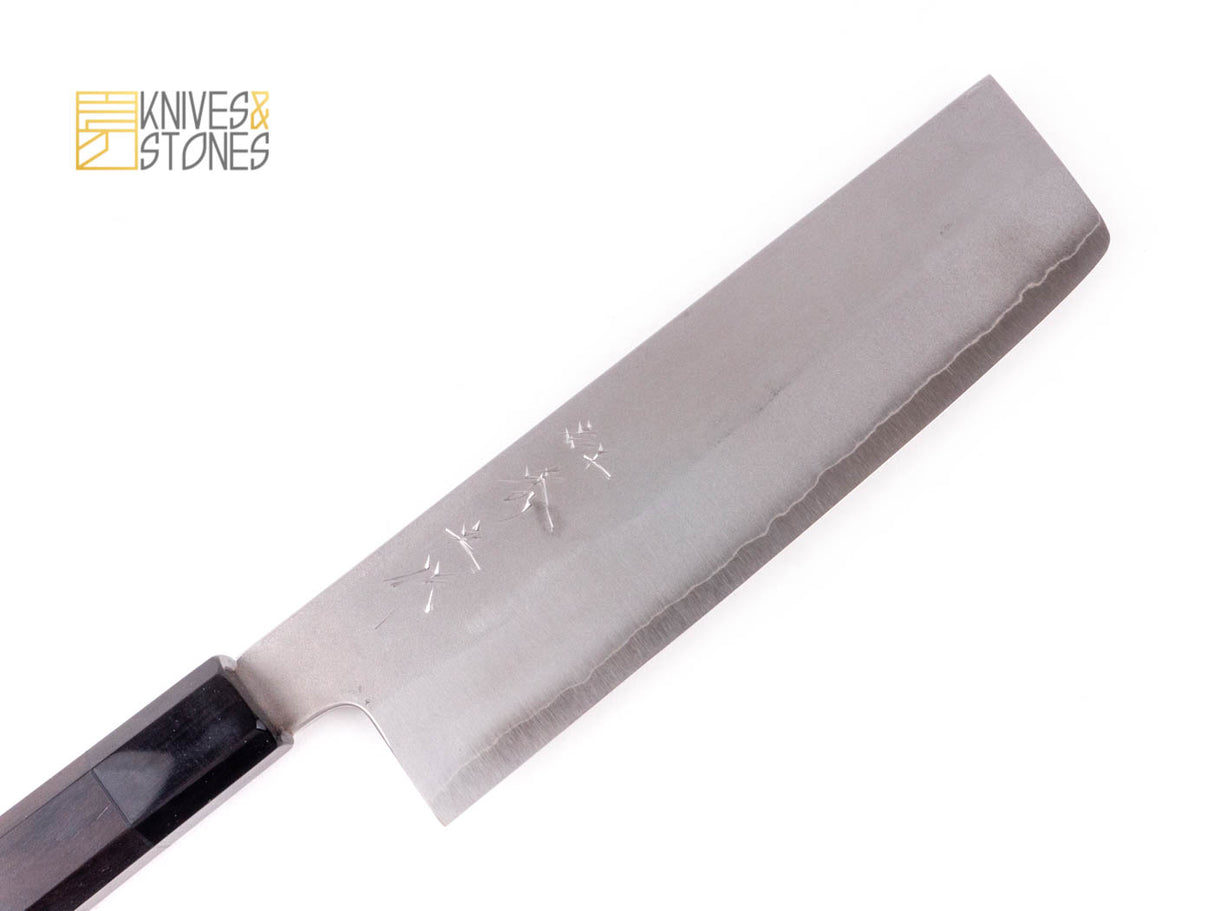 Tanaka Ginsan Nashiji finish Nakiri 165mm with K&S Ebony Handle